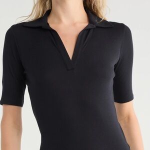 NWT Vince Women’s Navy Elbow Sleeve Pima Cotton Polo 👕